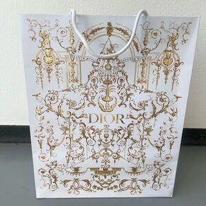 DIOR White & Gold • Shopping bag: 14” x 17 1/2” x 7” • authentic • glamorous •